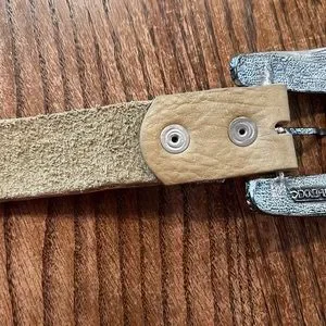LeatherRock Vintage Tan Leather Belt W/ Burgundy Studs And Multi-colored Rock L Leatherock | Accessories | Leatherrock Vintage Tan Leather  main image 3